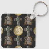 Gothic R.I.P. Headstone Celtic Cross Vollmond Art Schlüsselanhänger (Rückseite)