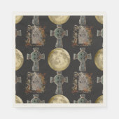 Gothic R.I.P. Headstone Celtic Cross Vollmond Art Serviette (Vorderseite)