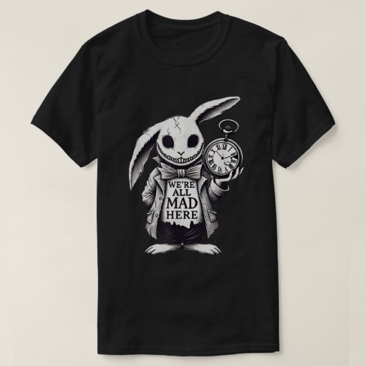 Gothic Rabbit Mad Wonderland Dark Fantasy Kunst T-Shirt (Design vorne)