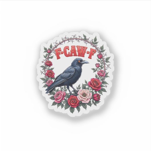 Gothic Rabe Lustiger Halloween F-Caw-F Krähe Vinta Aufkleber (Vorderseite)