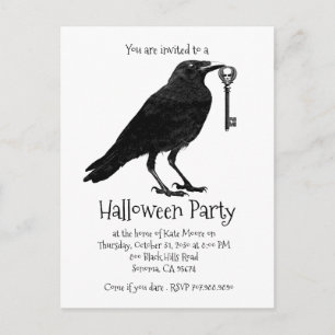 Gothic-Raben-Halloween-Party Einladungspostkarte