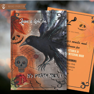 Gothic-Raben-Halloween-Party Gruselige Nacht Einladung