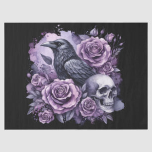 Gothic Raben Lila Rosen Totenkopf Decoupage Seidenpapier