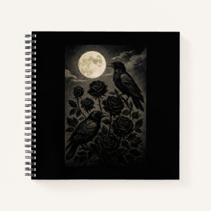 Gothic Raben & Mond Halloween Notizblock