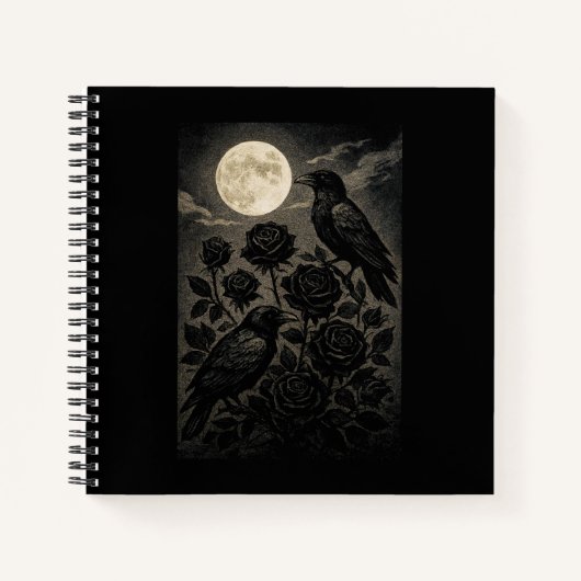 Gothic Raben & Mond Halloween Notizblock (Vorderseite)