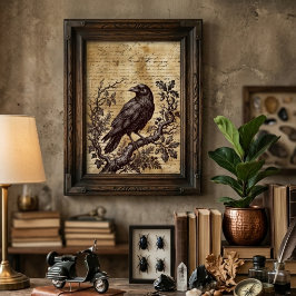Gothic Raben Vintage Schrift Dark Academia Poster
