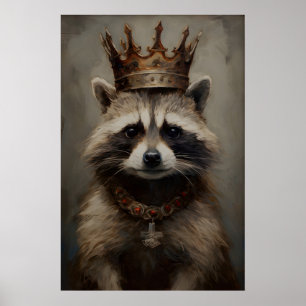 Gothic Raccoon King Vintage Poster, Kunstposter Poster