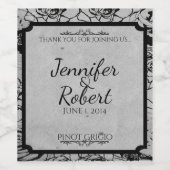 Gothic-Rahmen-Hochzeitsweinetikett mit schwarzer R Weinetikett (Einzelnes Label)