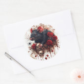 Gothic Rat mit Rose Runder Aufkleber (Umschlag)