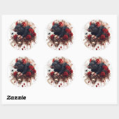 Gothic Rat mit Rose Runder Aufkleber (Blatt)