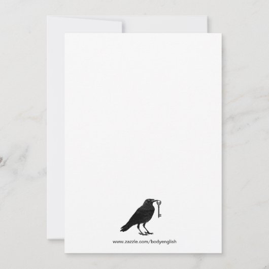 Gothic Raven and Skeleton Key Halloween-Party Einladung (Rückseite)