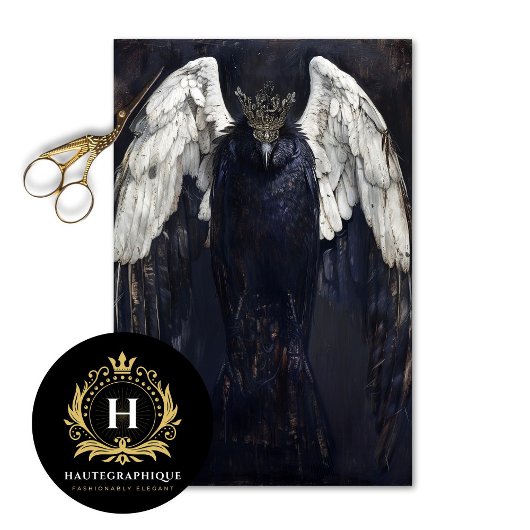 Gothic Raven Angel Decoupage Seidenpapier