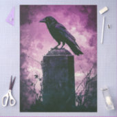 Gothic Raven auf Grabstein mit Lila Sky Seidenpapier (Basteln)