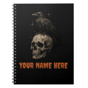 Gothic Raven auf Totenkopf Vintage-Mysterium . Notizblock