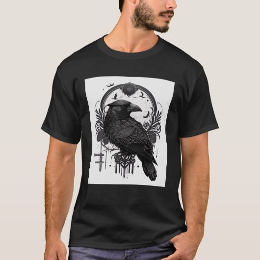 Gothic Raven Bird mit Wiccan und Occult Symbols G T-Shirt (Vorderseite)