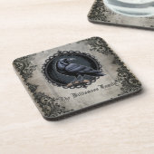 Gothic Raven Black Vintag Getränkeuntersetzer (Linke Seite)