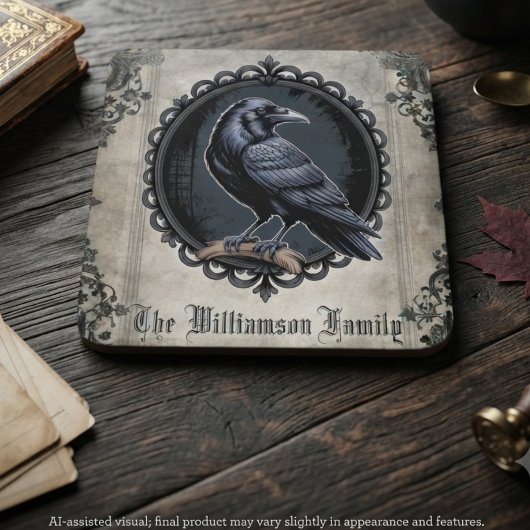 Gothic Raven Black Vintag Getränkeuntersetzer
