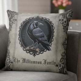 Gothic Raven Black Vintag Kissen