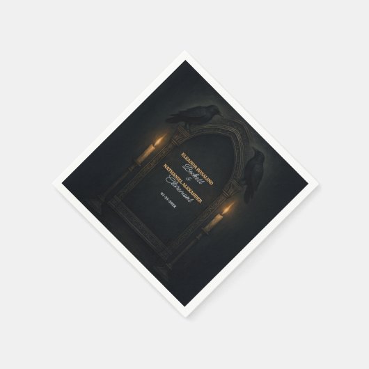 Gothic Raven Candlelight Arch Wedding Serviette (Ecke)