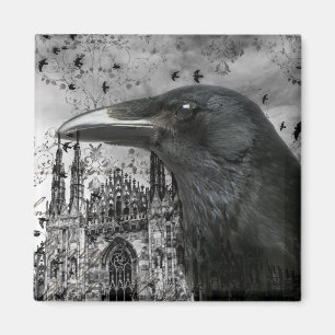 Gothic Raven Collage Magnet