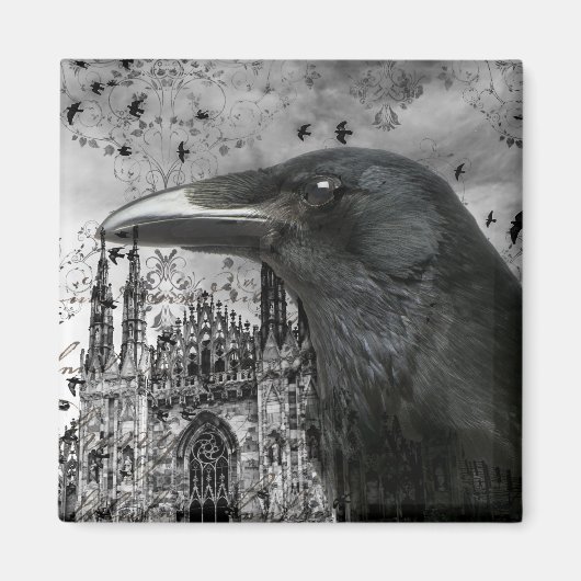 Gothic Raven Collage Magnet (Vorne)