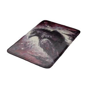 Gothic Raven Crow Bird Malerei Schwarze Rote Kunst Badematte
