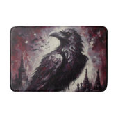 Gothic Raven Crow Bird Malerei Schwarze Rote Kunst Badematte (Vorderseite)