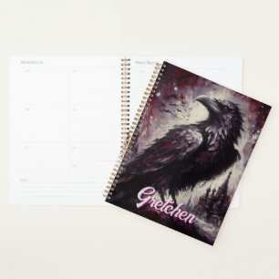 Gothic Raven Crow Bird Painting Personalisiert Planer