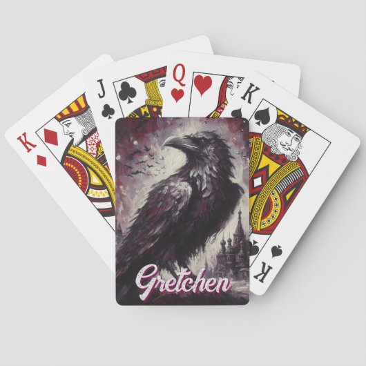 Gothic Raven Crow Bird Painting Personalized Spielkarten (Rückseite)