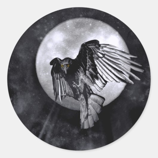 Gothic Raven Crow Moon Animal Totem Stickers (Vorderseite)