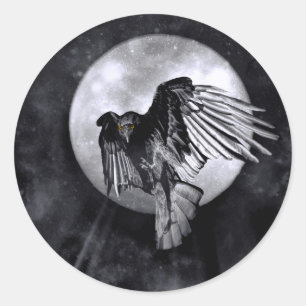 Gothic Raven Crow Moon Tier Totem Aufkleber