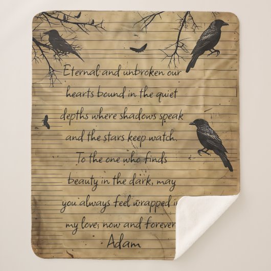 Gothic Raven Custom Message Sherpadecke (Vorderseite)