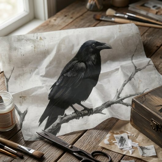 Gothic Raven Dark Academia Decoupage Seidenpapier