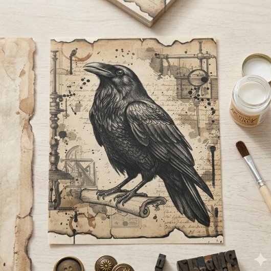 Gothic Raven Dark Academia Dekoratives Papier