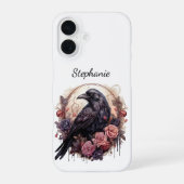 Gothic Raven Dark Academia Floral iPhone 16 Hülle (Rückseite)