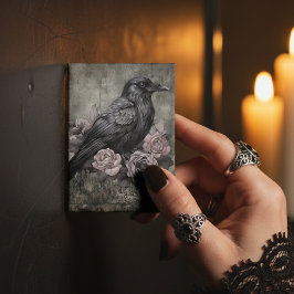 Gothic Raven Dark Academia Floral Magnet