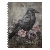 Gothic Raven Dark Academia Floral Notizblock (Vorderseite)