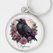 Gothic Raven Dark Academia Floral Schlüsselanhänger (Vorne)