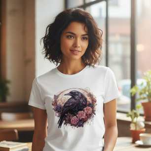 Gothic Raven Dark Academia Grafik T-Shirt