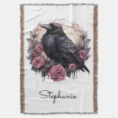Gothic Raven Dark Academia Rosa Floral Decke (Vorderseite Vertikal)
