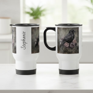 Gothic Raven Dark Floral Reisebecher