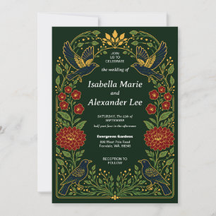Gothic Raven Floral Bogen Hochzeitseinladung Einladung