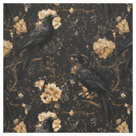Gothic Raven Floral Crow Stoff (Muster)
