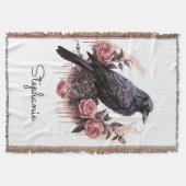 Gothic Raven Floral Dark Academia Decke (Vorderseite)