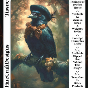 Gothic Raven, French Beret & Bow DC3L Decoupage Seidenpapier