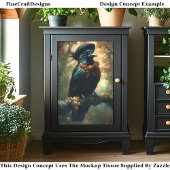 Gothic Raven, French Beret & Bow DC3R Decoupage Seidenpapier