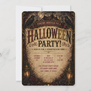 🕯️🦇 Gothic Raven Halloween-Party-Einladung 🎃✨ Einladung