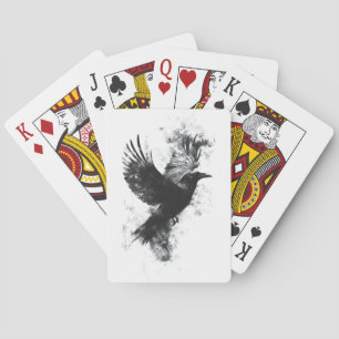 Gothic Raven Illustration: Rauch und Federn Spielkarten