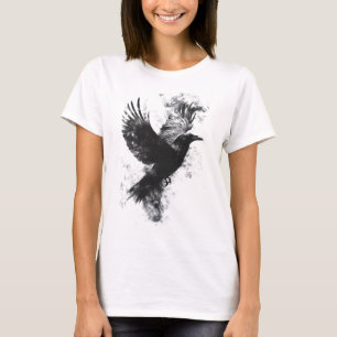 Gothic Raven Illustration: Rauch und Federn T-Shirt
