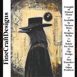 Gothic Raven in Black Hat & Cloak BQ4 Decoupage Seidenpapier